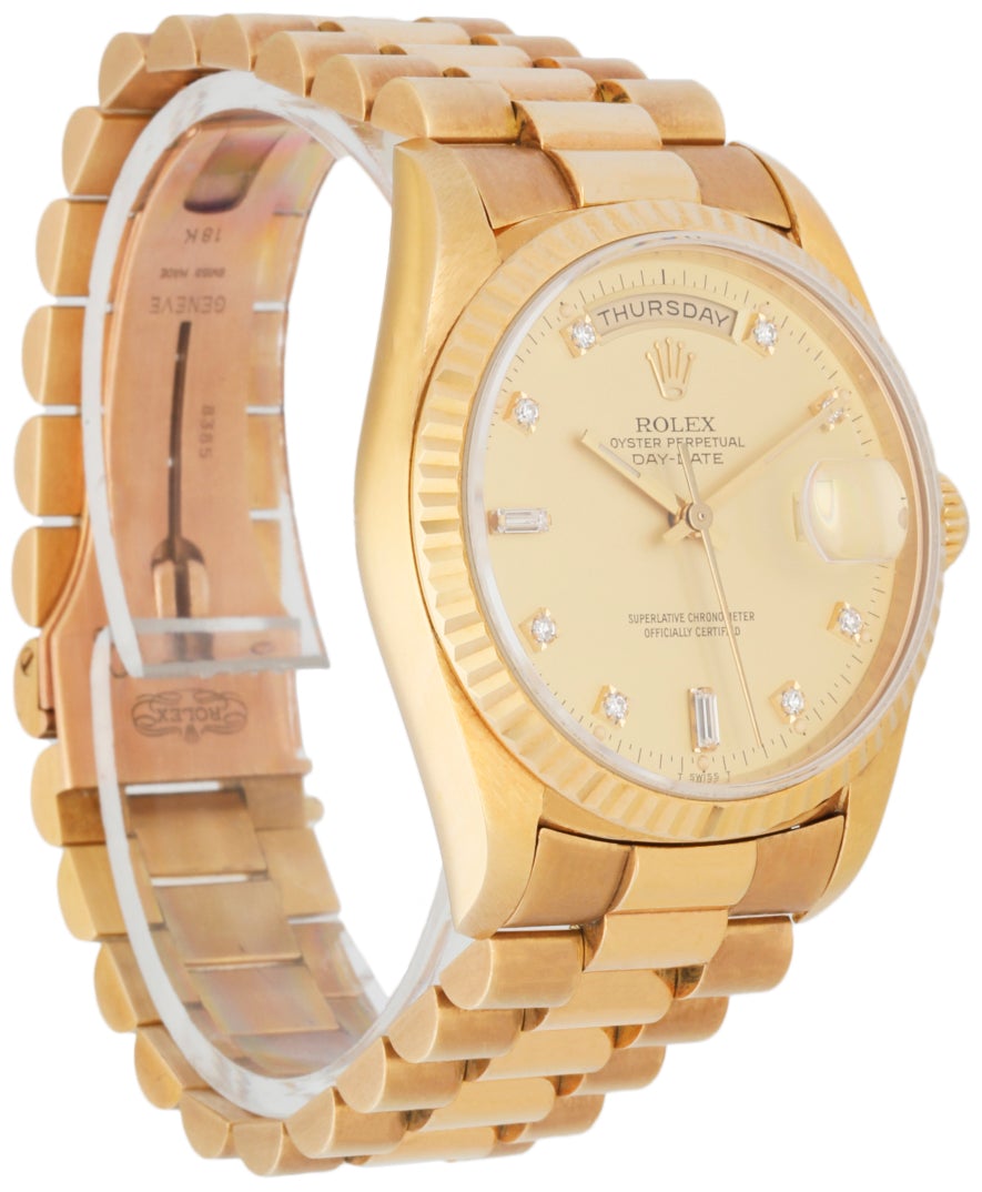 Rolex Day Date 18238 President Diamond Dial Men’s Watch Box & Papers - Virtual