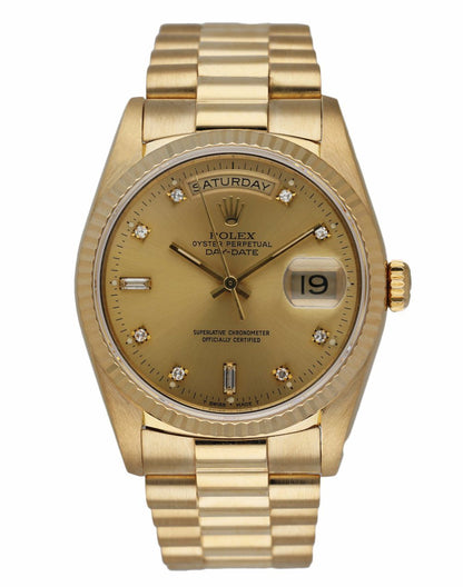 Rolex Day Date 18238 President Diamond Dial Box Papers - Wristwatch