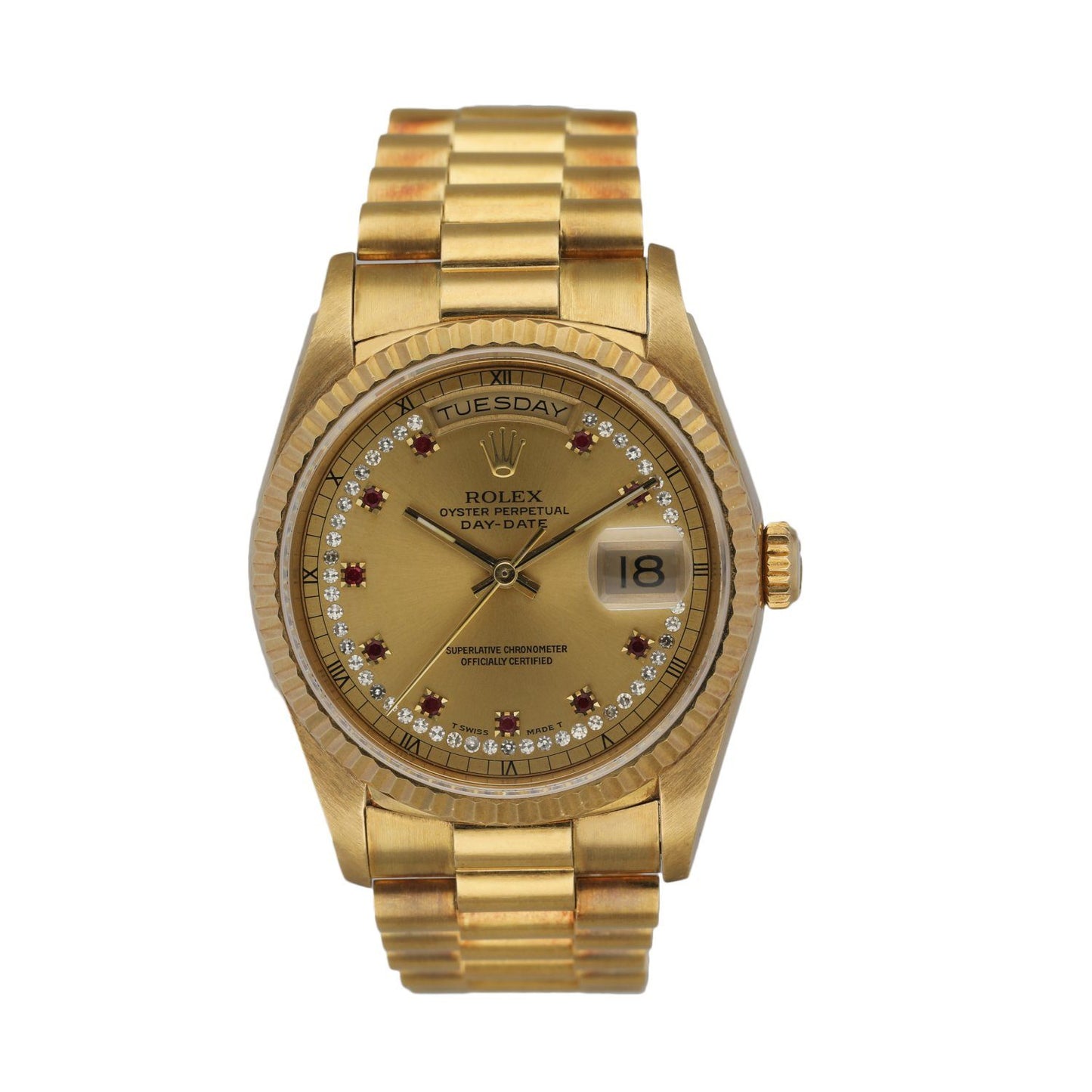 Rolex Day Date 18238 President Factory Ruby String Dial Box & Papers