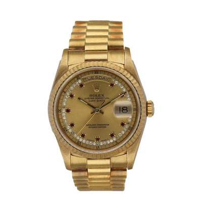 Rolex Day Date 18238 President Factory Ruby String Dial Box & Papers