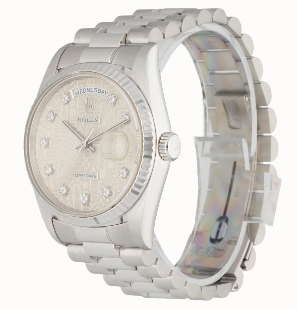 Rolex Day-Date 18239 18K White Gold Anniversary Diamond Dial Men’s Watch - Wristwatch