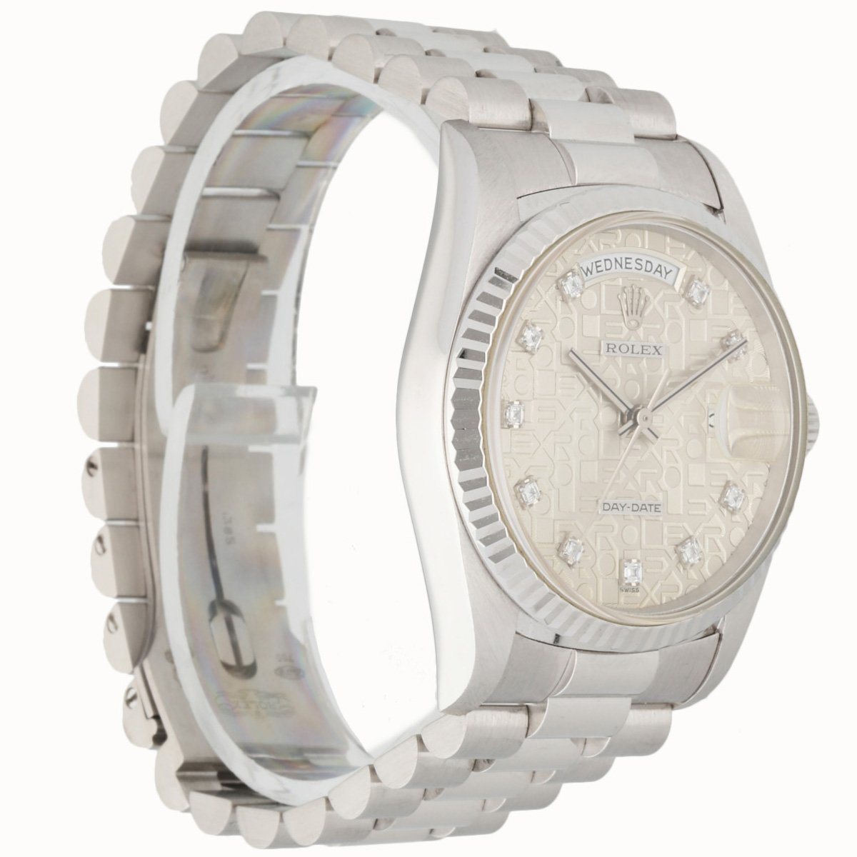 Rolex Day-Date 18239 18K White Gold Anniversary Diamond Dial Men’s Watch - Wristwatch