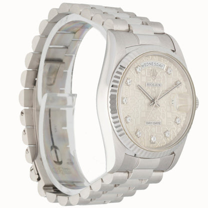 Rolex Day-Date 18239 18K White Gold Anniversary Diamond Dial Men’s Watch - Wristwatch