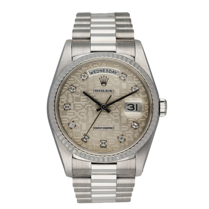 Rolex Day-Date 18239 18K White Gold Anniversary Diamond Dial Men’s Watch - Wristwatch