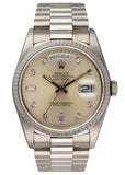 Rolex Day Date 18239 18K White Gold Diamond Dial Mens Watch - Wristwatch