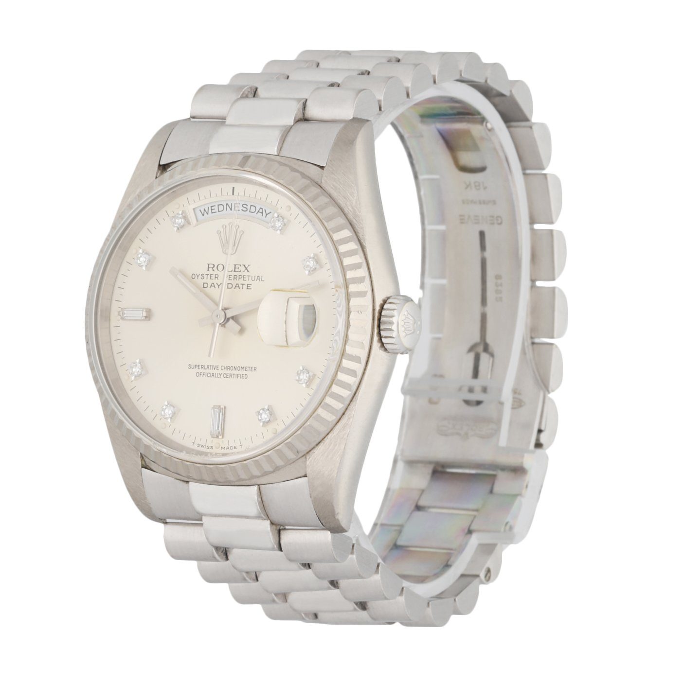 Rolex Day-Date 18239 18K White Gold Diamond Dial Men’s Watch - Wristwatch