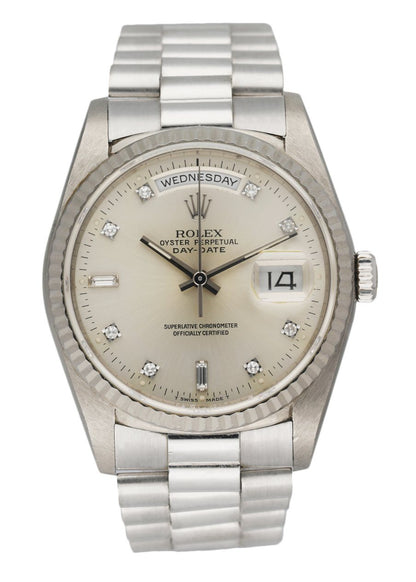 Rolex Day-Date 18239 18K White Gold Diamond Dial Men’s Watch - Wristwatch