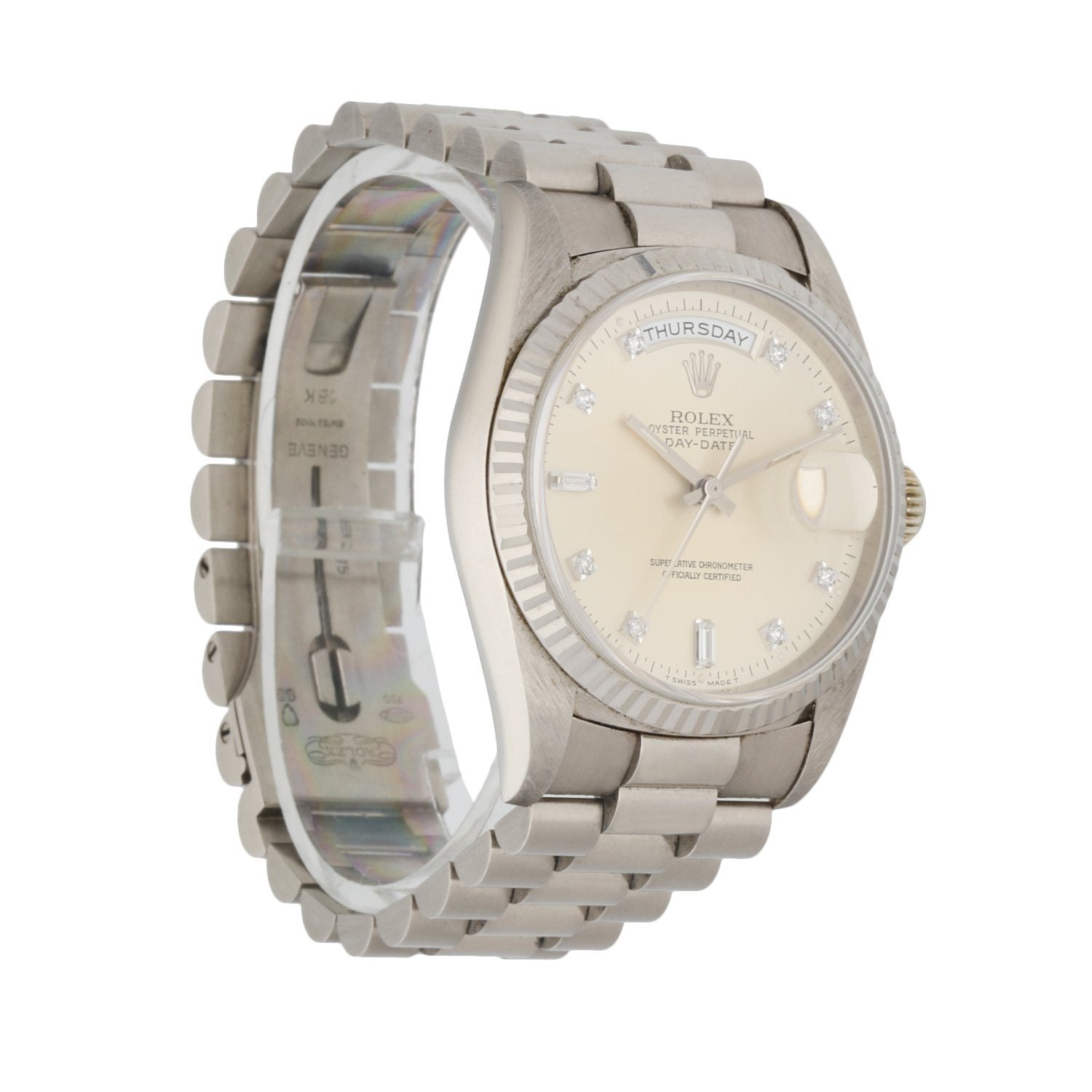 Rolex Day Date 18239 18K White Gold Diamond Dial Men's Watch Box & papers