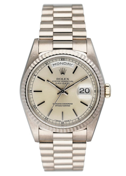 Rolex Day Date 18239 18K White Gold Mens Watch Box Papers - Watches