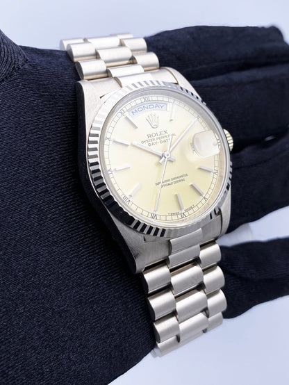 Rolex Day Date 18239 18K White Gold Mens Watch Box Papers