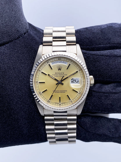 Rolex Day Date 18239 18K White Gold Mens Watch Box Papers