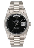 Rolex Day-Date 18239 Black Dial 18K White Gold Mens Watch Box Papers - Virtual
