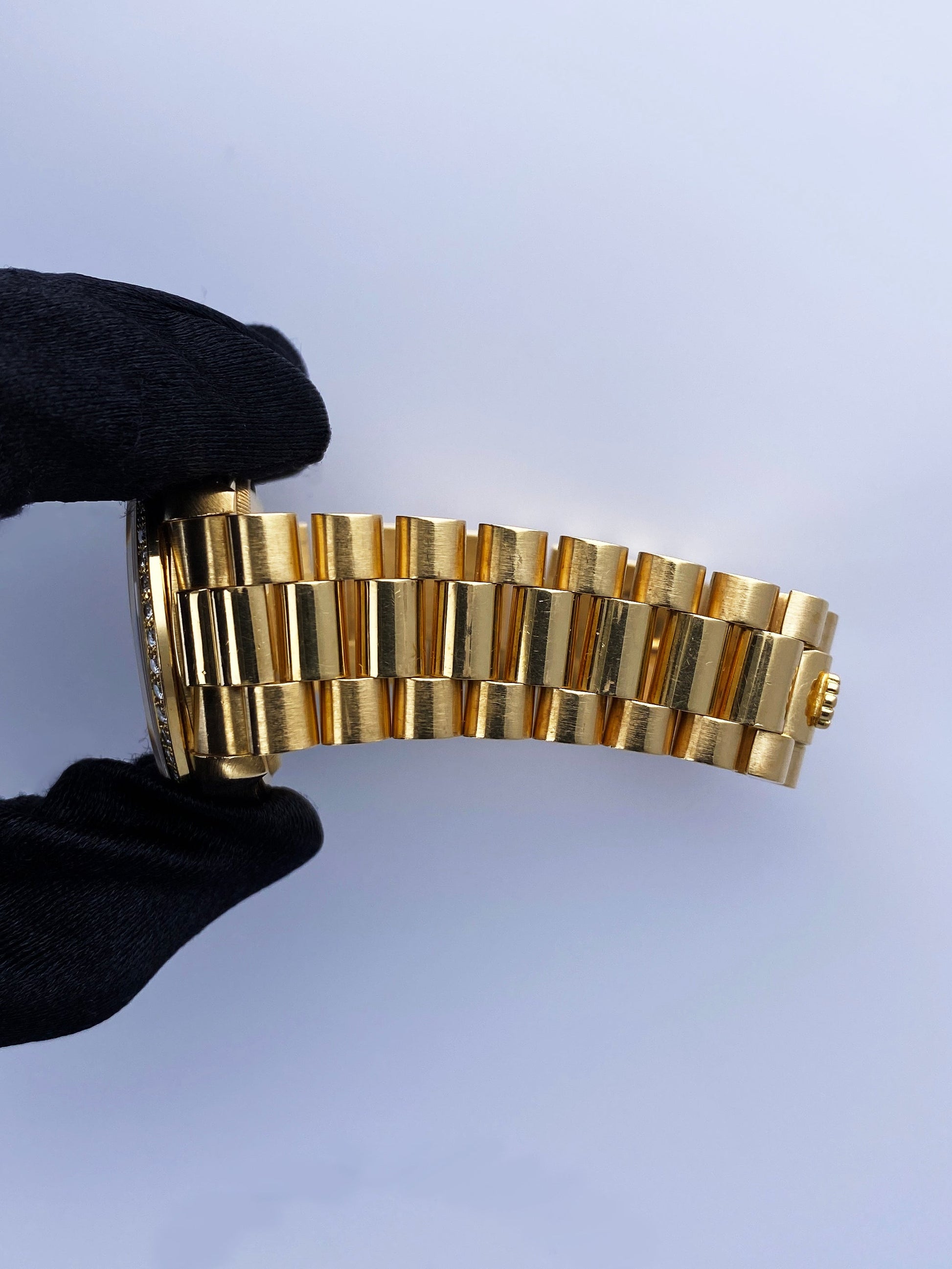Rolex Day Date 18348 Diamond Black Dial Mens Watch
