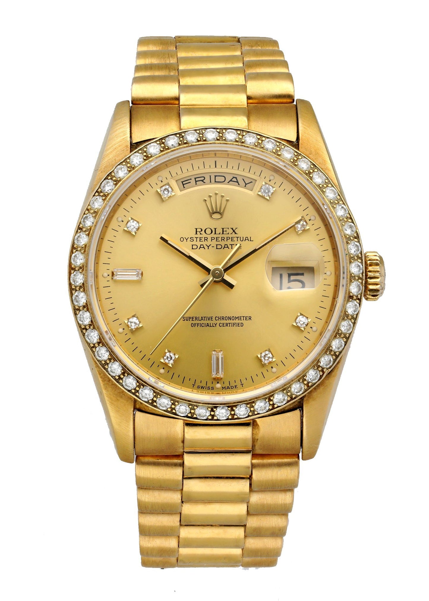 Rolex Day Date 18348 President Diamond Bezel & Dial Men's Watch