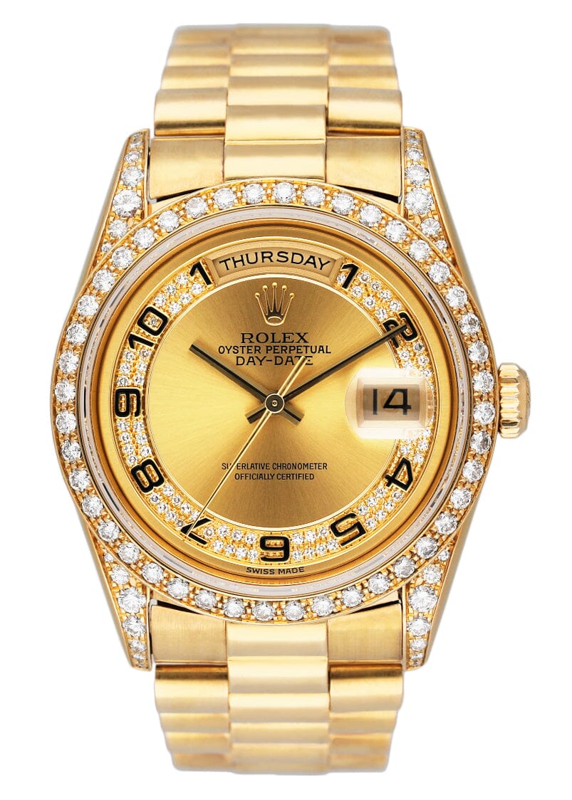 Rolex Day-Date 18388 Diamond 18K Yellow Gold Mens Watch
