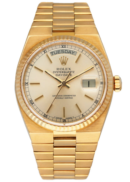 Rolex Day Date Oysterquartz 19018 18K Yellow Gold Mens Watch - Wristwatch
