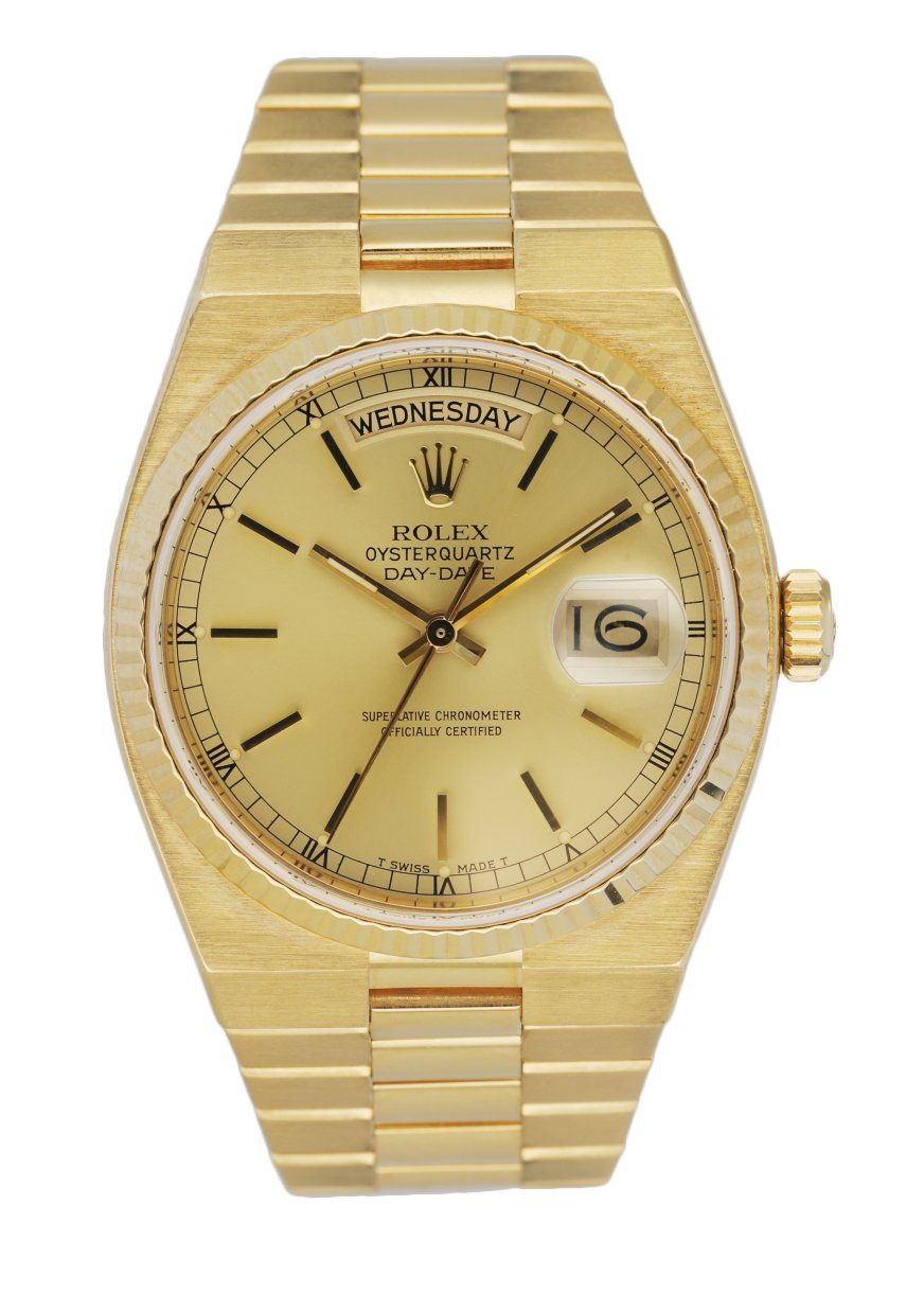 Rolex Day Date Oysterquartz 19018 18K Yellow Gold Men's Watch Serial