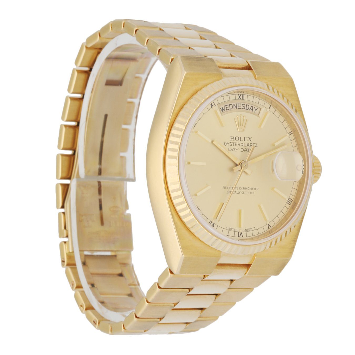 Rolex Day Date Oysterquartz 19018 18K Yellow Gold Men's Watch Serial