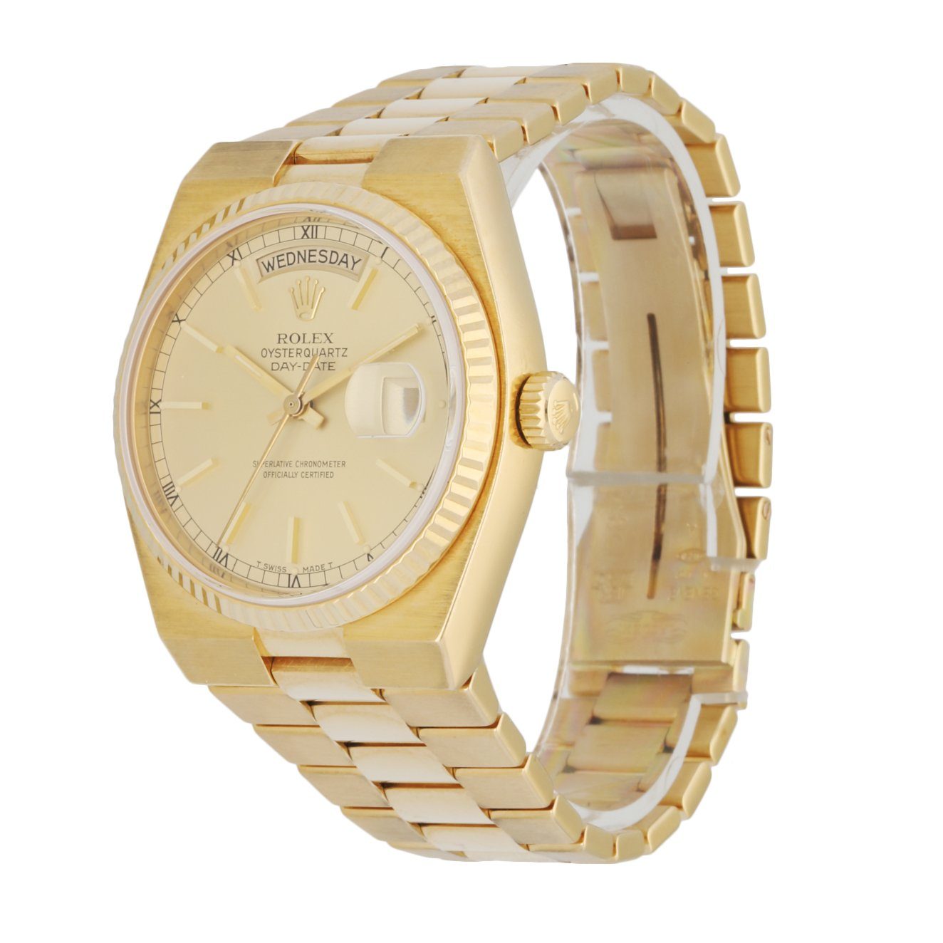 Rolex Day Date Oysterquartz 19018 18K Yellow Gold Men's Watch Serial