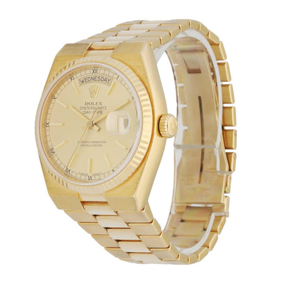 Rolex Day Date Oysterquartz 19018 18K Yellow Gold Men's Watch Serial