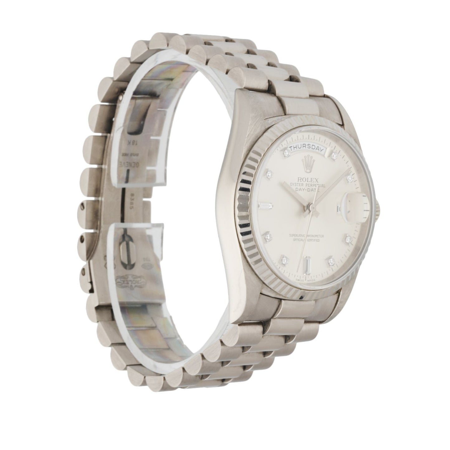 Rolex Day-Date President 18239 18K White Gold Diamond Dial Mens Watch - Virtual