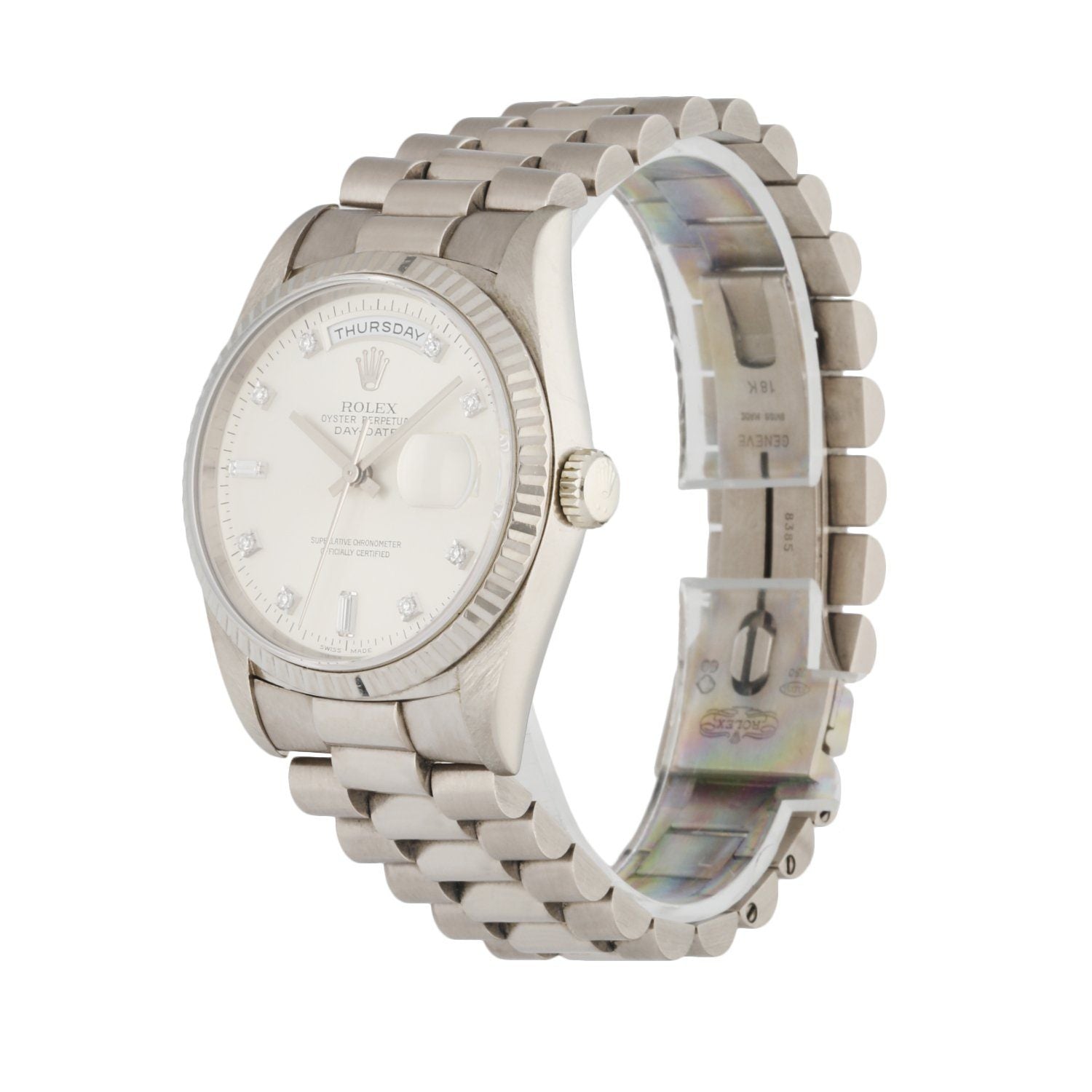 Rolex Day-Date President 18239 18K White Gold Diamond Dial Mens Watch - Virtual