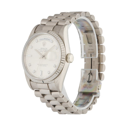 Rolex Day-Date President 18239 18K White Gold Diamond Dial Mens Watch - Virtual