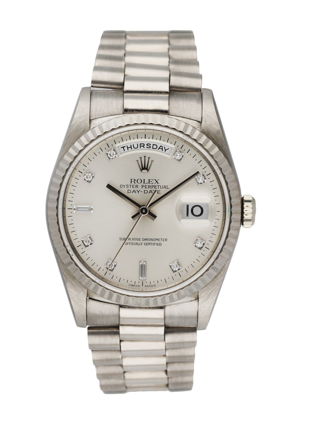 Rolex Day-Date President 18239 18K White Gold Diamond Dial Mens Watch - Virtual