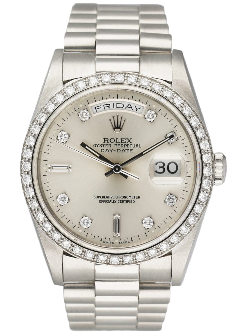Rolex Day-Date President 18346 Platinum Diamond Mens Watch