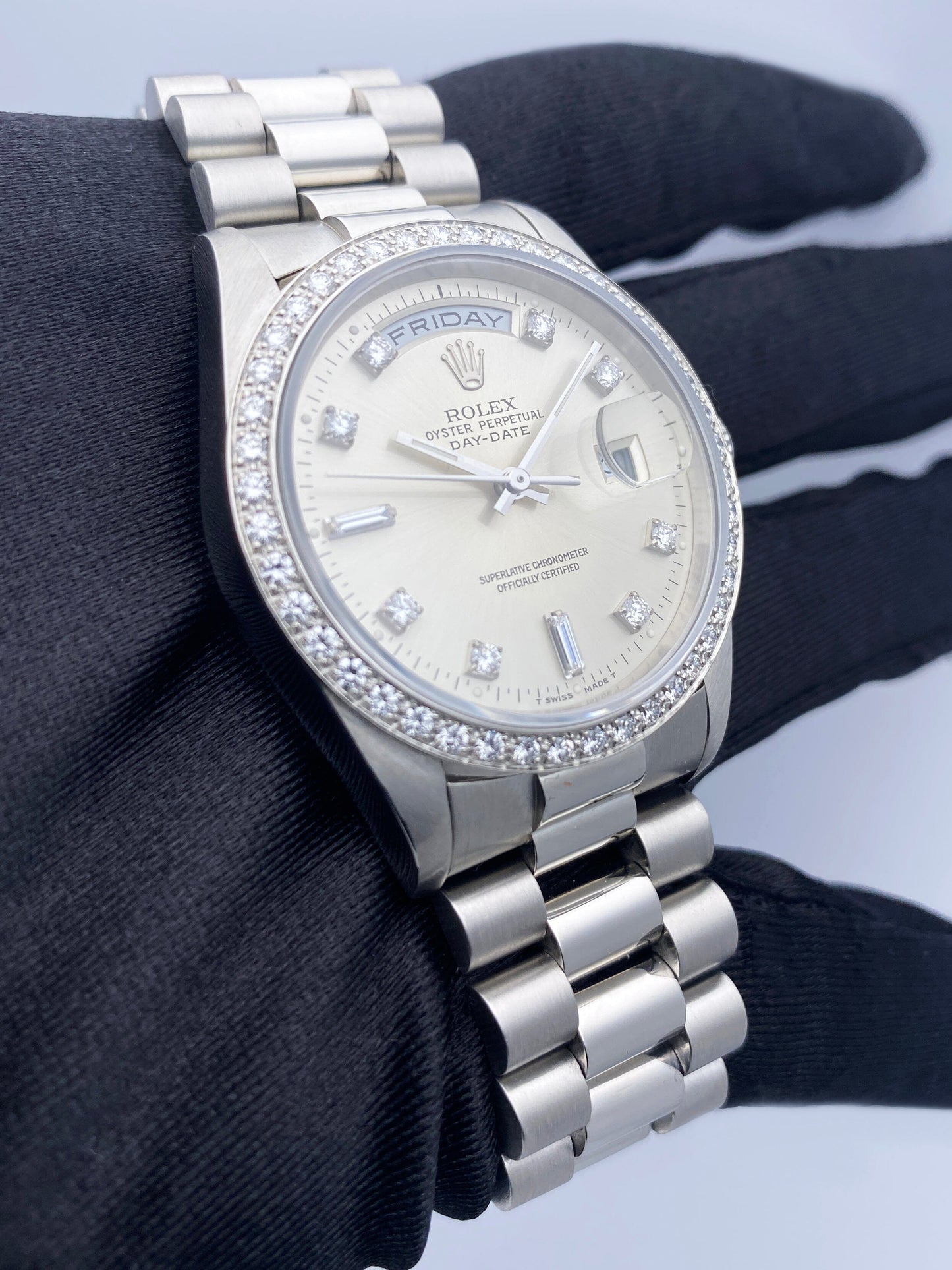 Rolex Day-Date President 18346 Platinum Diamond Mens Watch