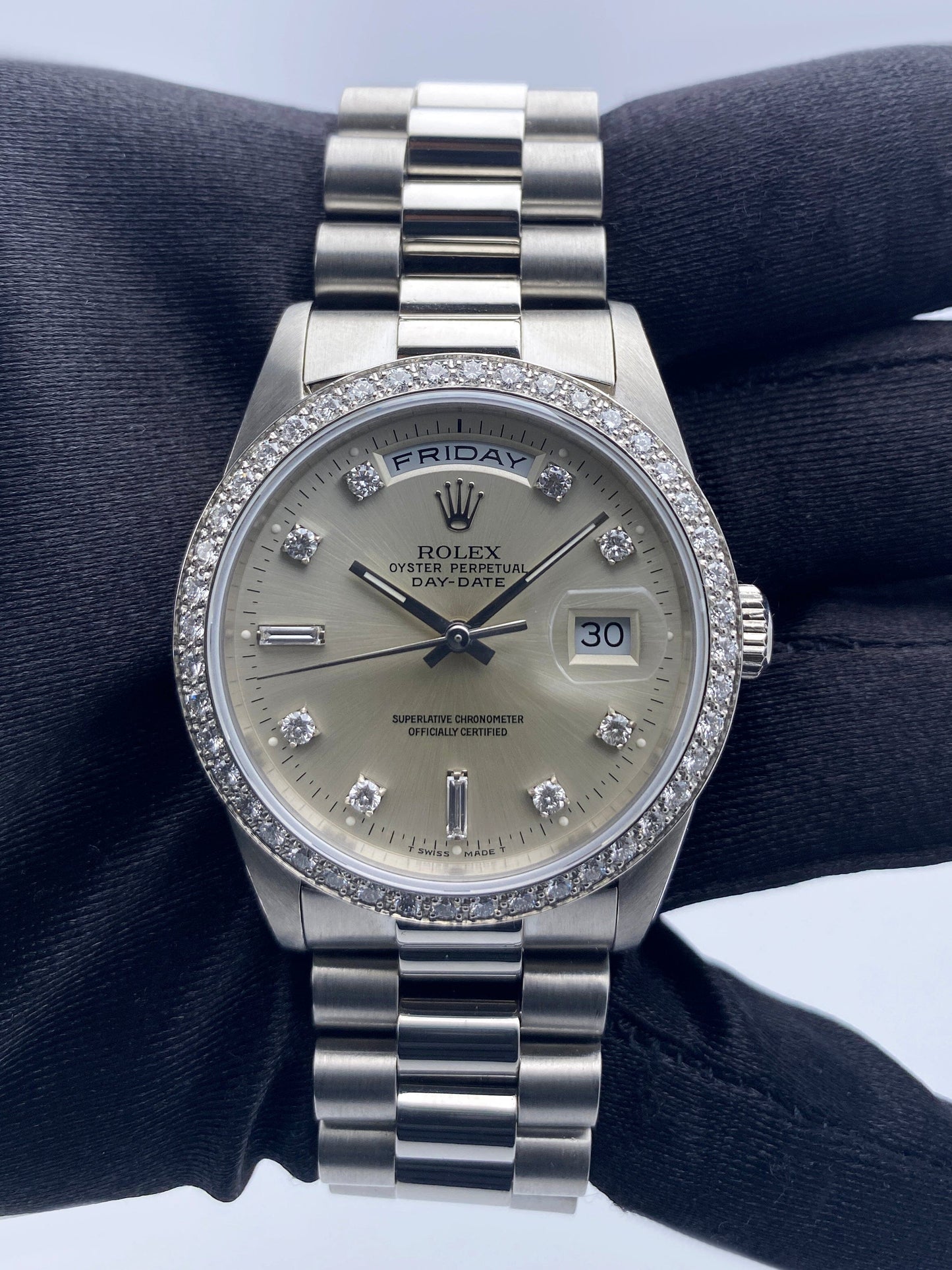Rolex Day-Date President 18346 Platinum Diamond Mens Watch