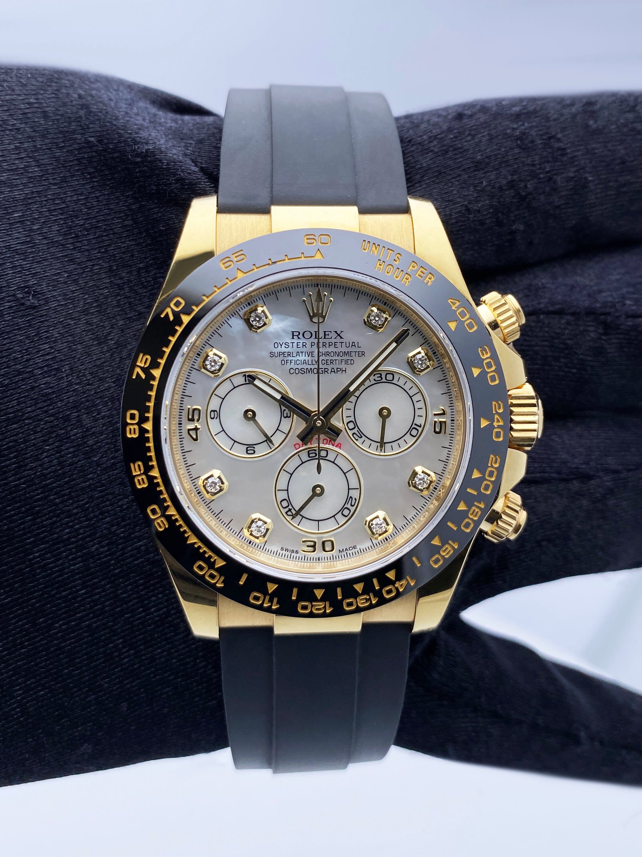 Rolex Daytona 116518LN MOP Diamond dial Yellow Gold Mens Watch Box