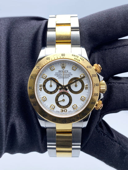 Rolex Daytona 116523 G Diamond White Dial Two-Tone Mens Watch