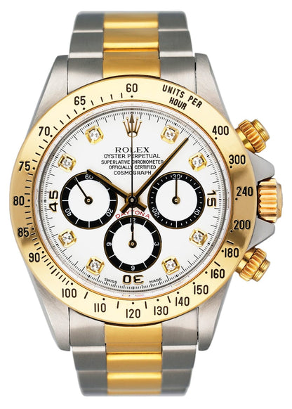 Rolex Daytona 16523 Zenith Diamond White Dial Mens Watch With Box - Wristwatch