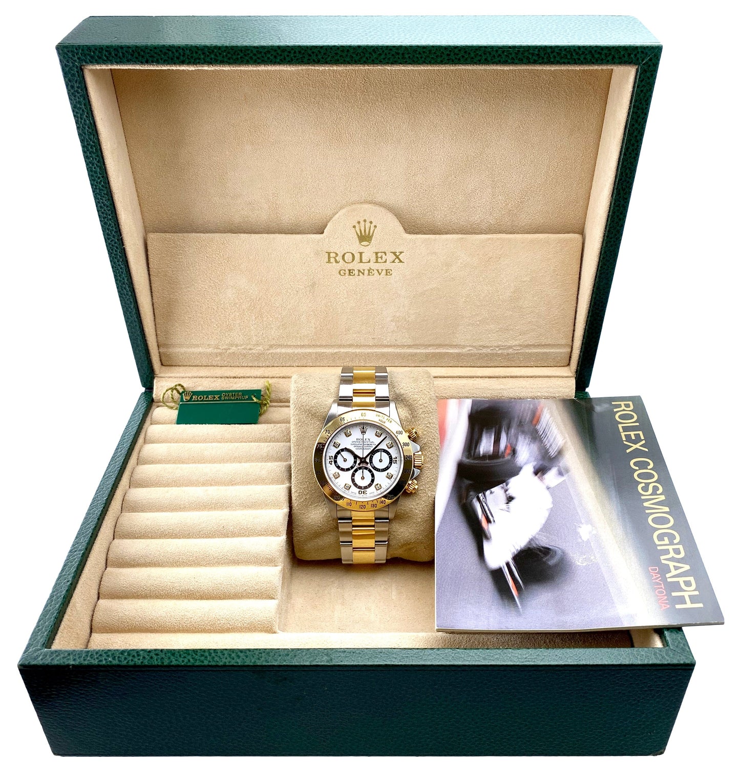Rolex Daytona 16523 Zenith Diamond White Dial Mens Watch With Box - Wristwatch