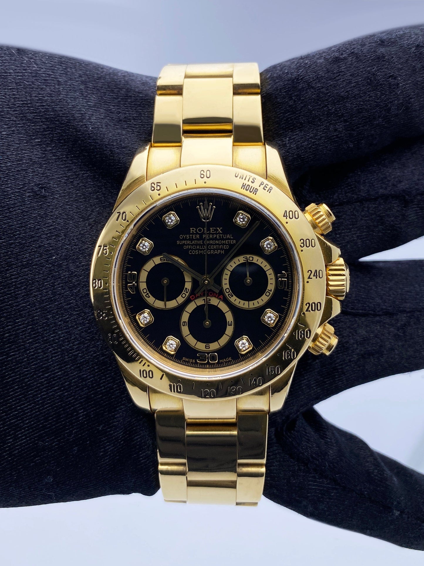Rolex Daytona 16528 Zenith Black Diamond Dial Mens Watch Box Papers