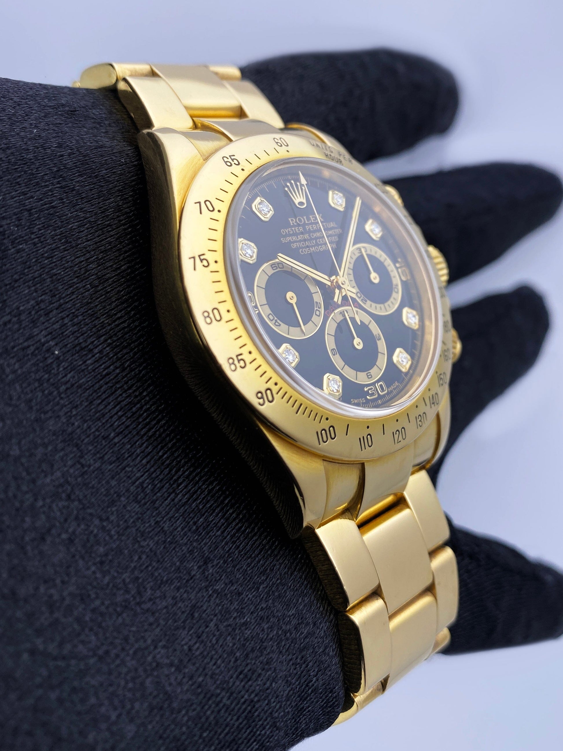 Rolex Daytona 16528 Zenith Black Diamond Dial Mens Watch Box Papers