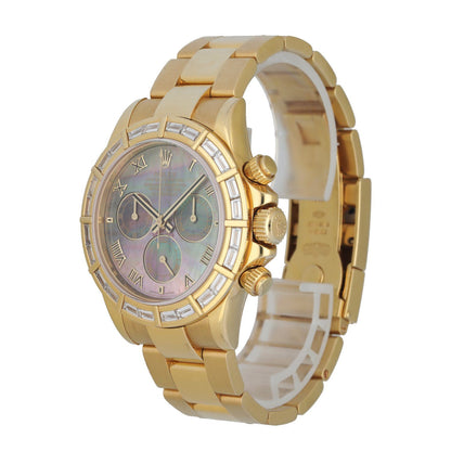 Rolex Daytona MOP 116268yellow Gold Baguette Diamond mens Watch