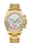 Rolex Daytona MOP 116268yellow Gold Baguette Diamond mens Watch