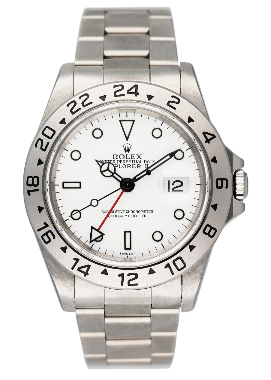 Arving Gum ekko Rolex Explorer II 16570 White Dial Mens Watch