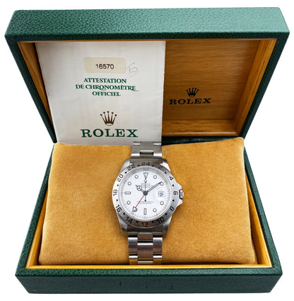 Rolex Explorer II 16570 White Dial Mens Watch Box Papers