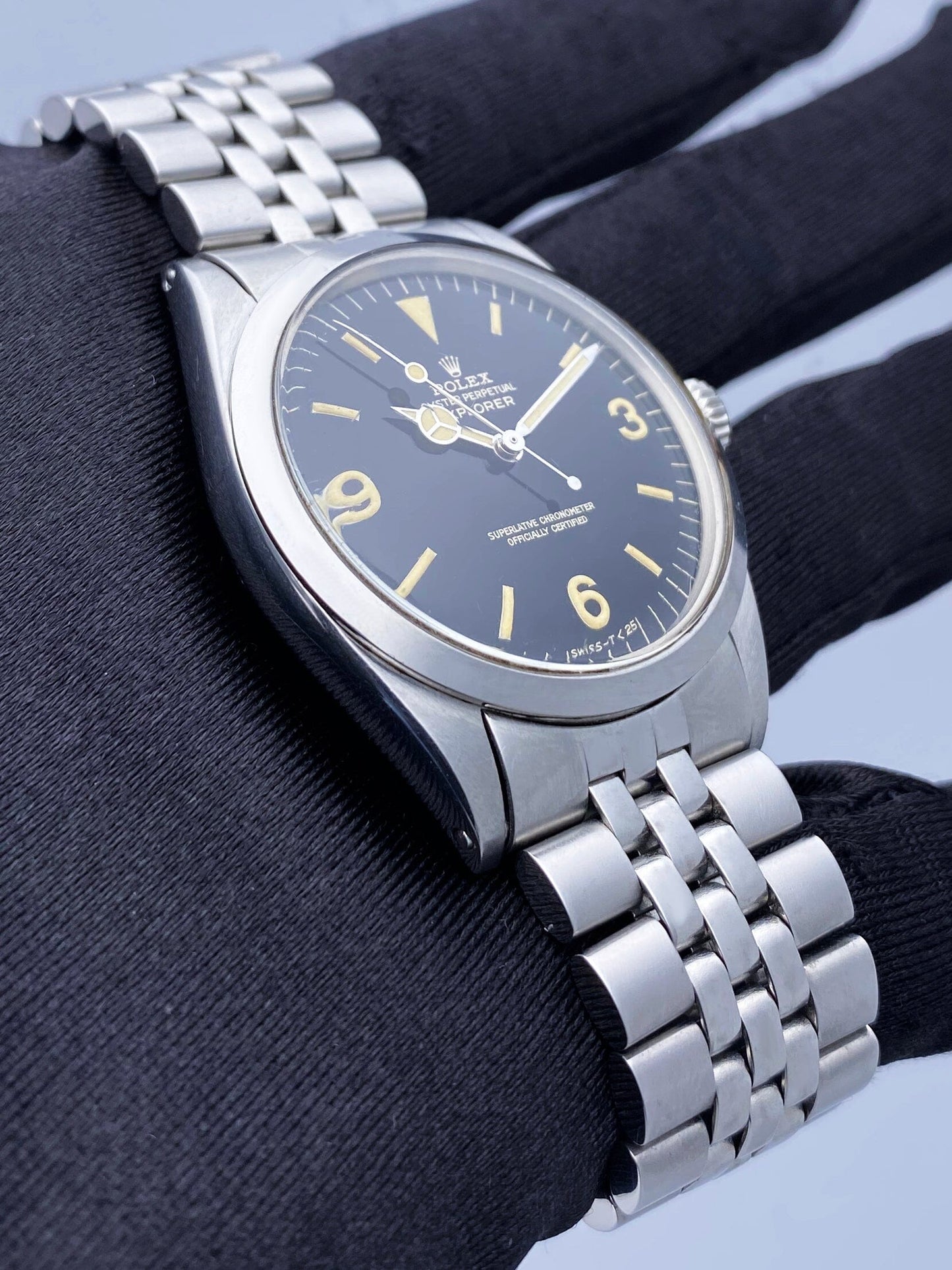 Rolex Explorer Vintage 1016 Black Dial Stainless Steel Mens Watch Box Papers
