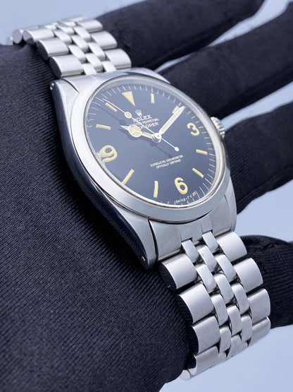 Rolex Explorer Vintage 1016 Black Dial Stainless Steel Mens Watch Box Papers