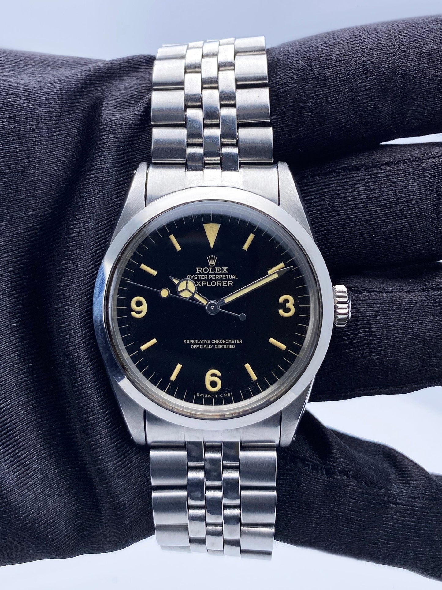 Rolex Explorer Vintage 1016 Black Dial Stainless Steel Mens Watch Box Papers