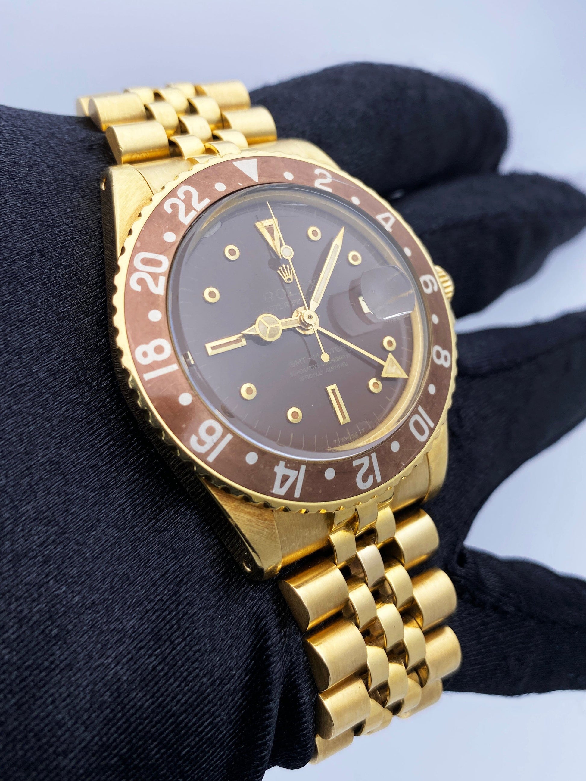 Rolex GMT-Master 1675 Brown Dial 18K Yellow Gold Mens Watch – Phigora