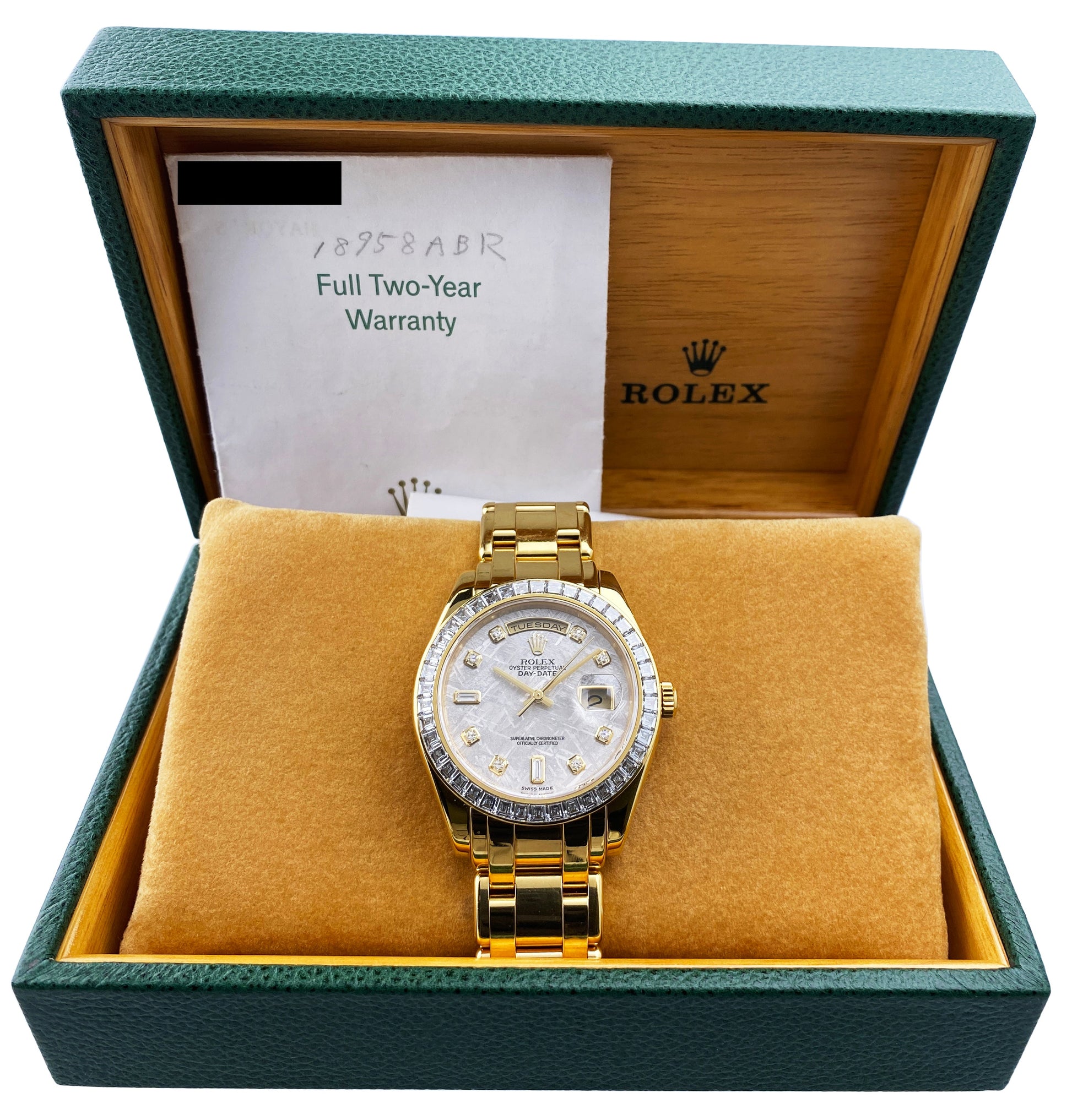 Rolex Masterpiece Day Date 18958 Meteorite Dial Mens Watch Box Papers