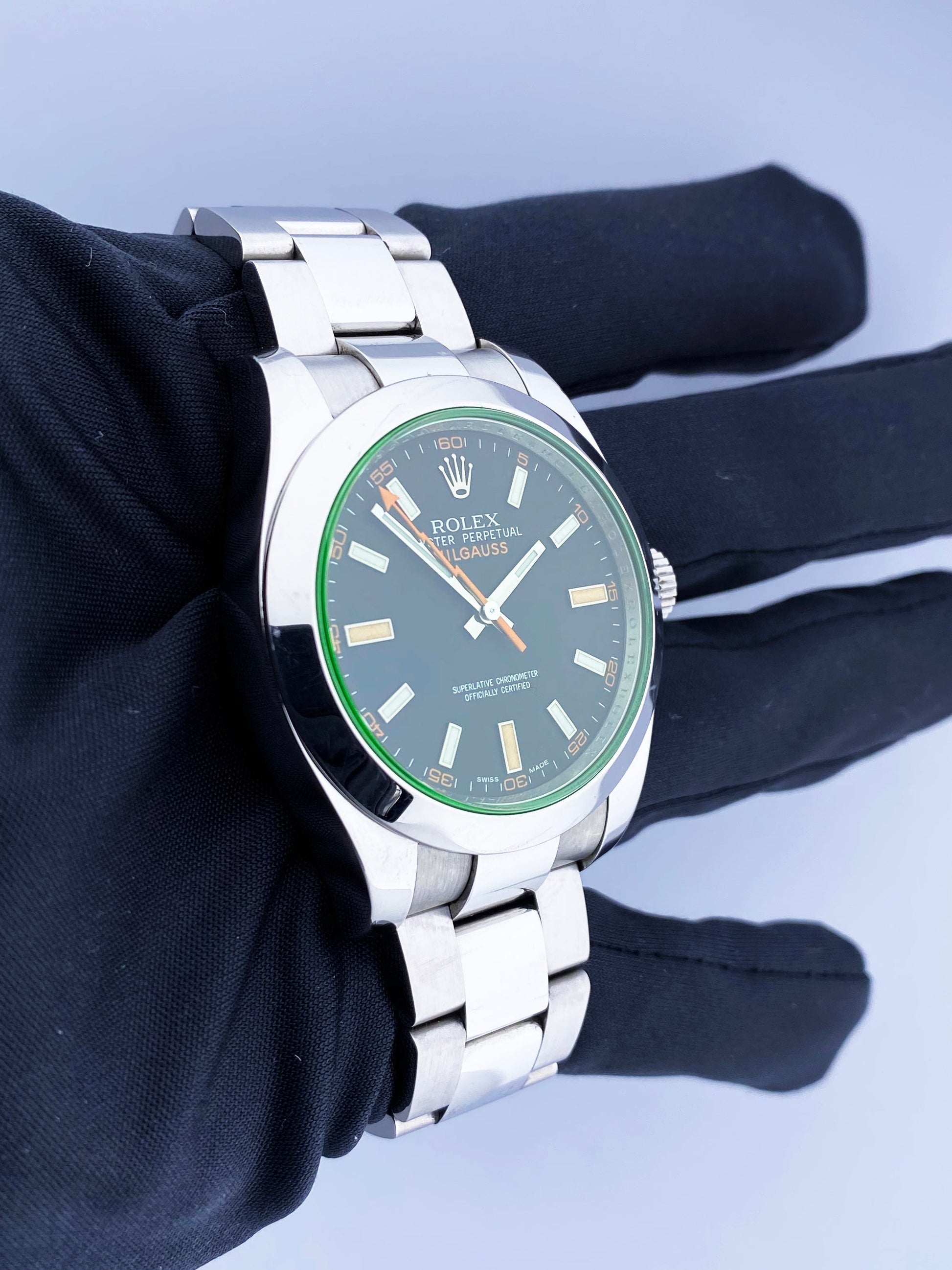 Rolex Milgauss 116400GV Black Dial Mens Watch Box & Papers - Virtual