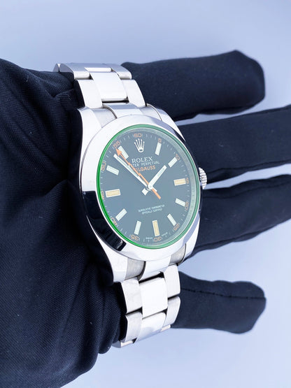 Rolex Milgauss 116400GV Black Dial Mens Watch Box & Papers - Virtual