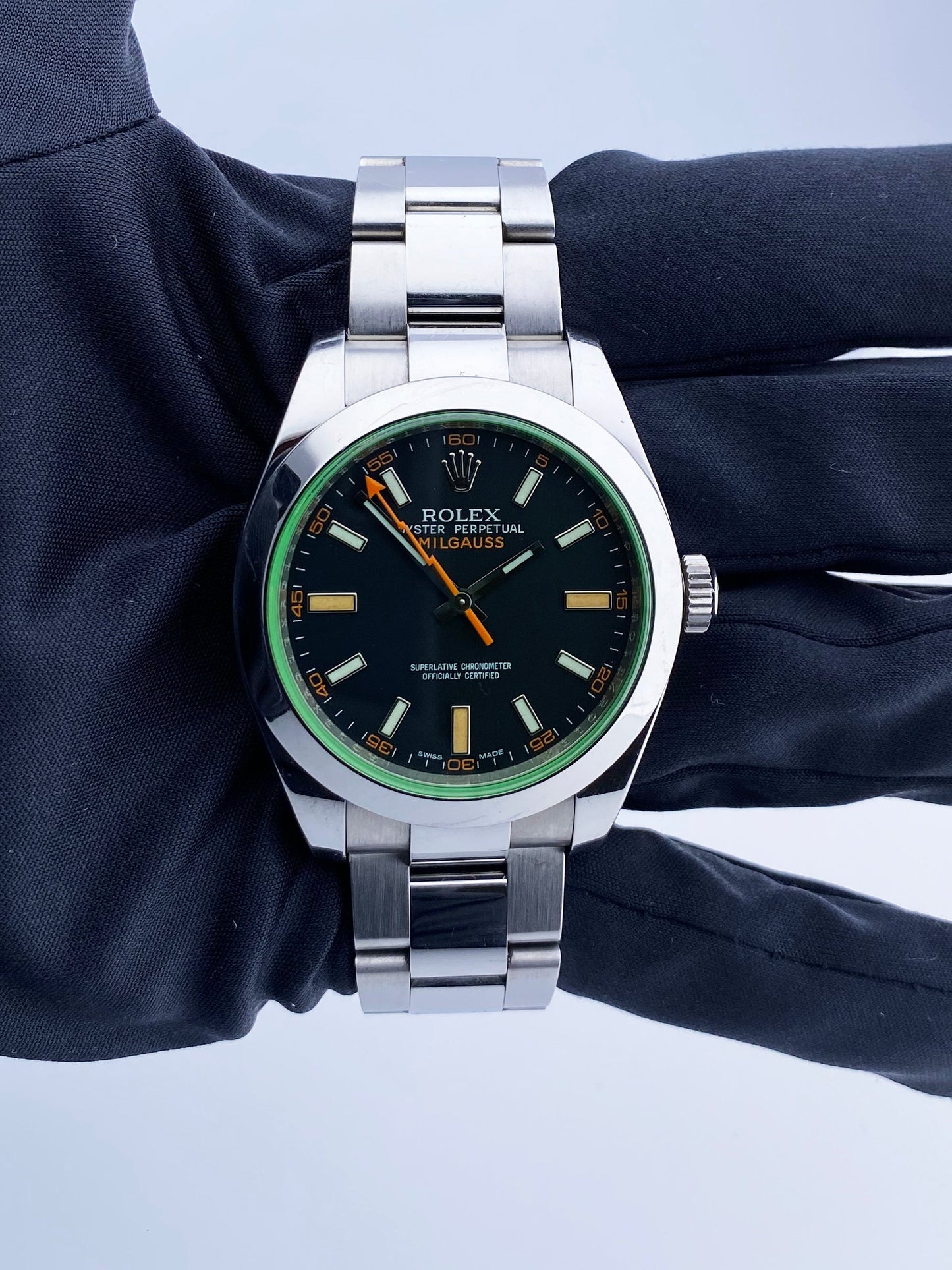 Rolex Milgauss 116400GV Black Dial Mens Watch Box & Papers - Virtual