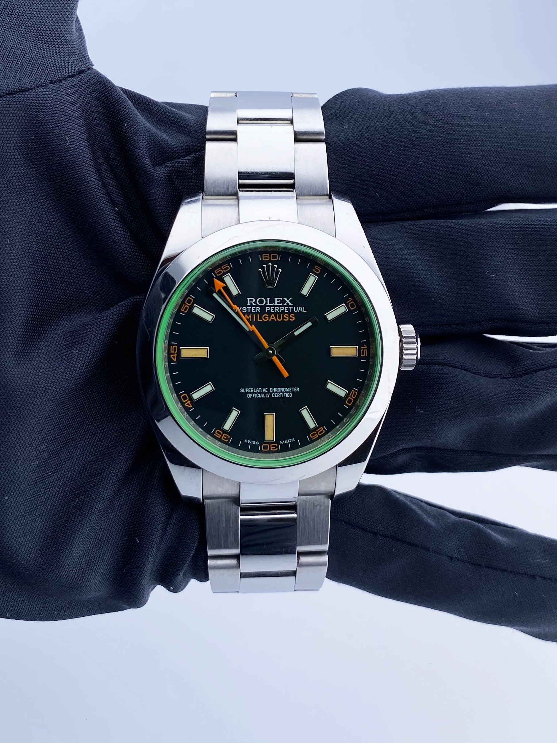 Rolex Milgauss 116400GV Black Dial Mens Watch Box & Papers - Virtual